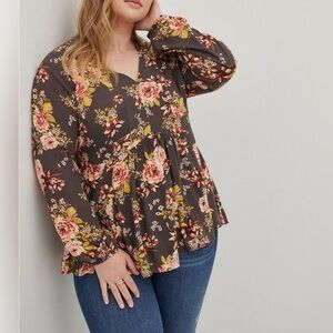 Torrid Grey Floral Babydoll Top